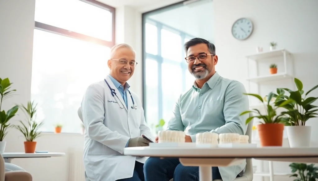 Affordable dental implants in Damansara with a friendly dentist consulting a patient.