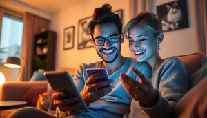 AI sexting interaction in a cozy indoor setting with warm tones and playful atmosphere.