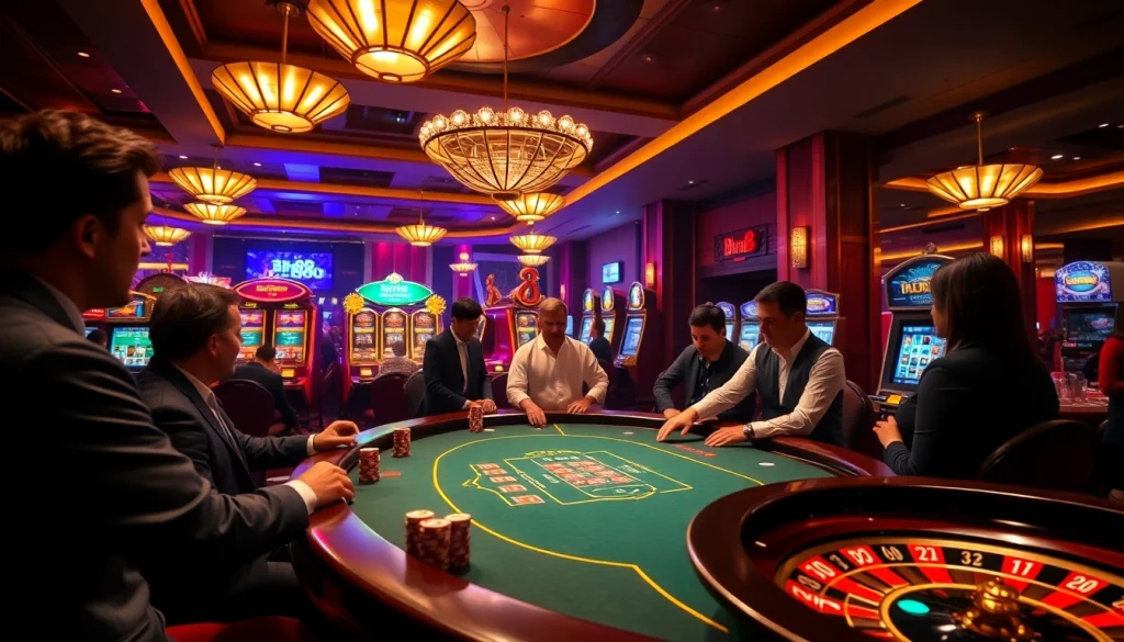 Experience thrilling gameplay at Bin88 with vibrant casino tables and energetic players.