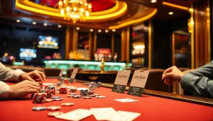 Gambling excitement with 상품권카드 offers at a luxurious casino table.