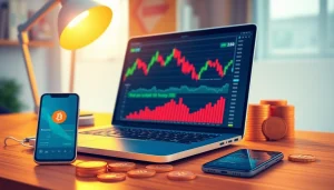 Comprendre bitcoin avec un ordinateur portable affichant des graphiques sur les crypto-monnaies.