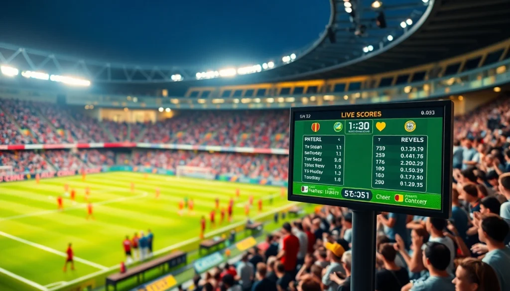 Engaging visualization of live soccer match scores with ผลบอลสดไทย results on display.