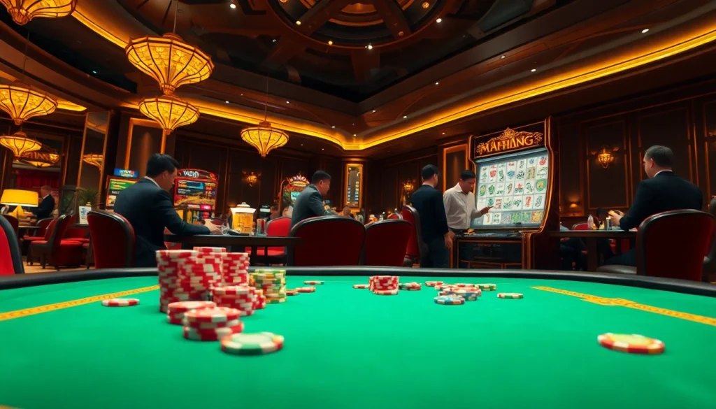 Engage in the exhilarating slot demo mahjong experience with dynamic gameplay set in a luxurious casino.