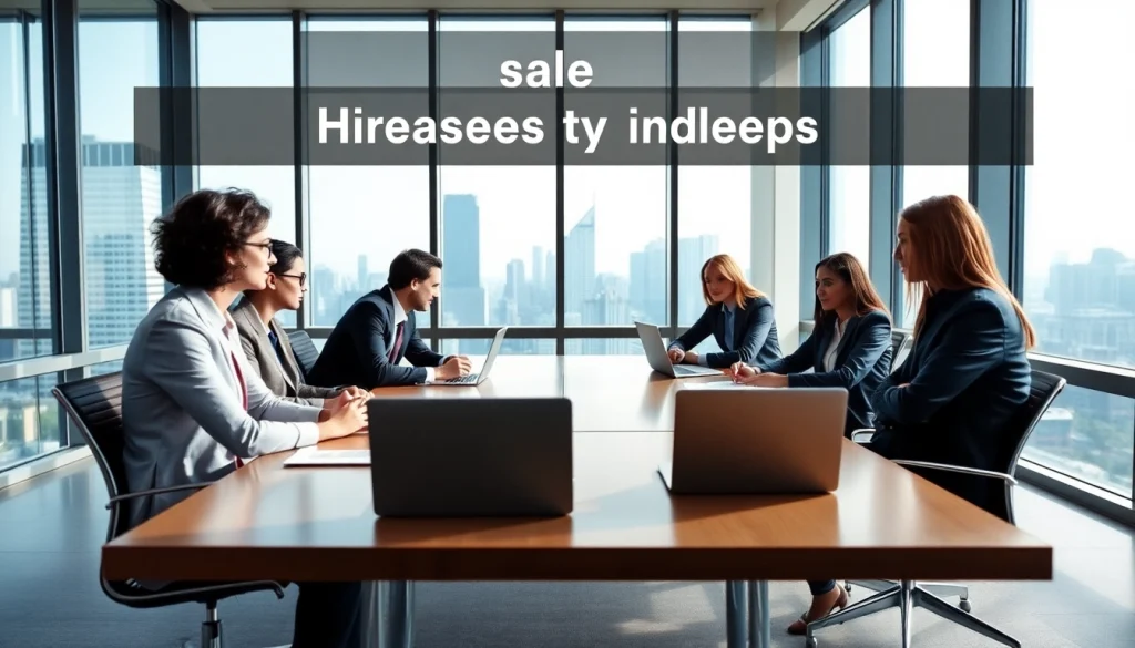 Engaging discussion about how to hire reps by industry in a contemporary office setting.