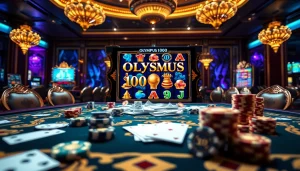 Exciting gameplay on the Olympus 1000 slot machine, showcasing vibrant casino elements.