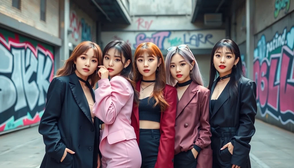 BLACKPINK members showcasing their distinct styles and personalities in a vibrant urban setting.