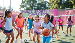 Girls participating in Multi Sports Camps for Girls with excitement and teamwork.