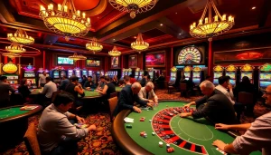 Players enjoying cards and chips at a casino, showcasing excitement for https://rr88.navy/ gaming experiences.