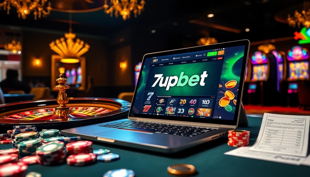 Experience the thrills of 7upbet with vibrant casino visuals showcasing online betting excitement.