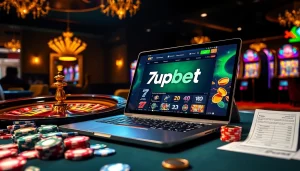 Experience the thrills of 7upbet with vibrant casino visuals showcasing online betting excitement.