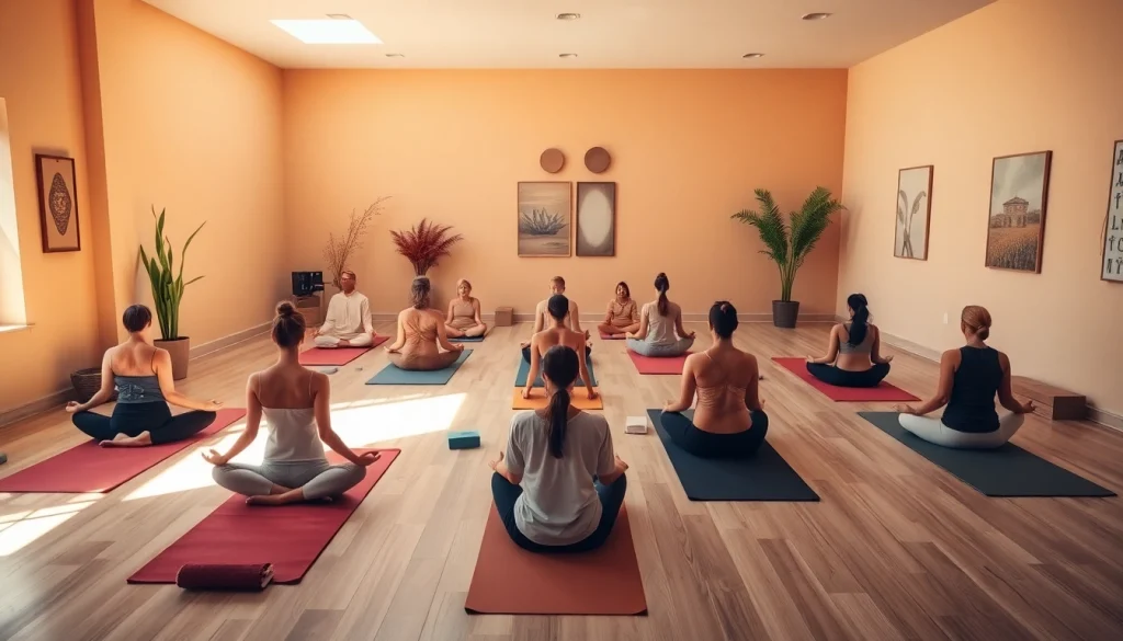 ホットヨガのお勧めを体現する生徒が参加しているヨガスタジオの雰囲気。