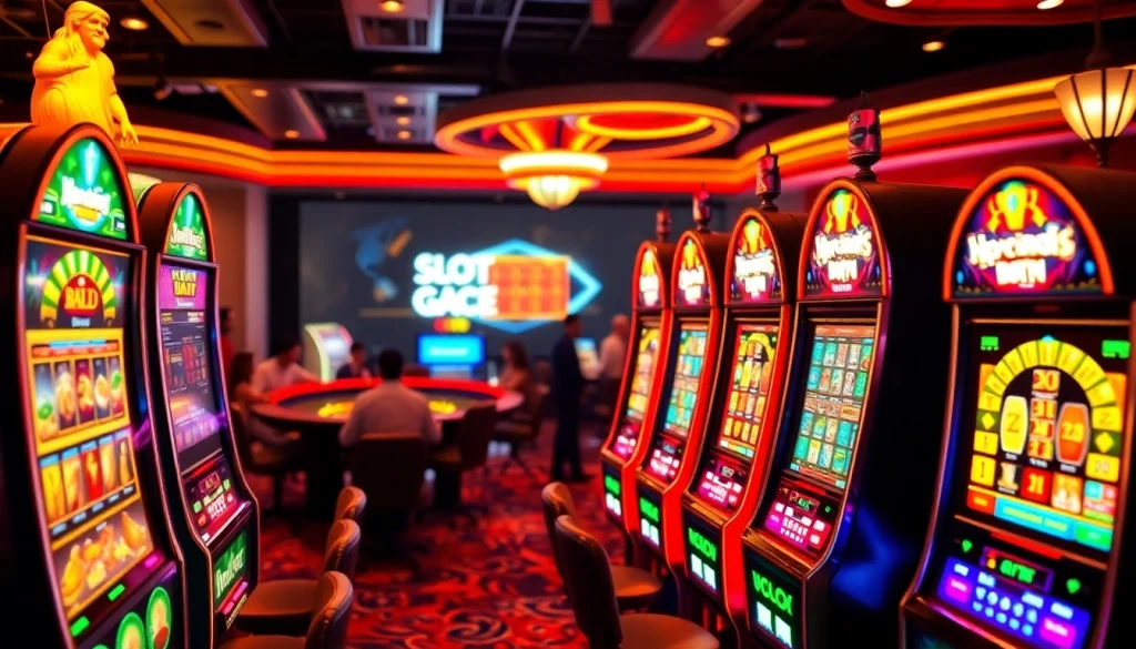 Enjoying a thrilling game of slot gacor in a vibrant casino environment filled with excitement.