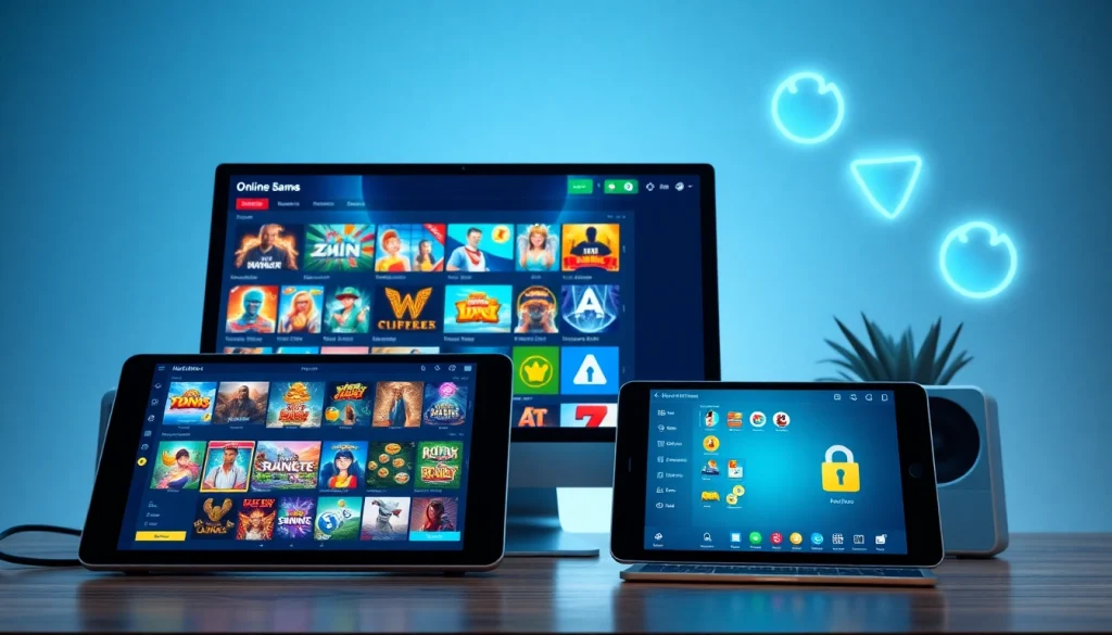 Explore the seamless online gaming experience at https://mm88.in.net with a multi-device interface showcasing diverse games and security features.