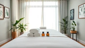 편안한 장식으로 꾸며진 차분한 마사지 룸을 보여주는 서산마사지 치료의 평화로운 환경을 발견하세요.