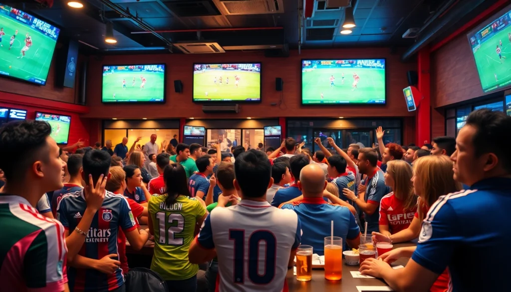 Exciting sports betting ambiance at 토토스토리 with fans enjoying a live match.