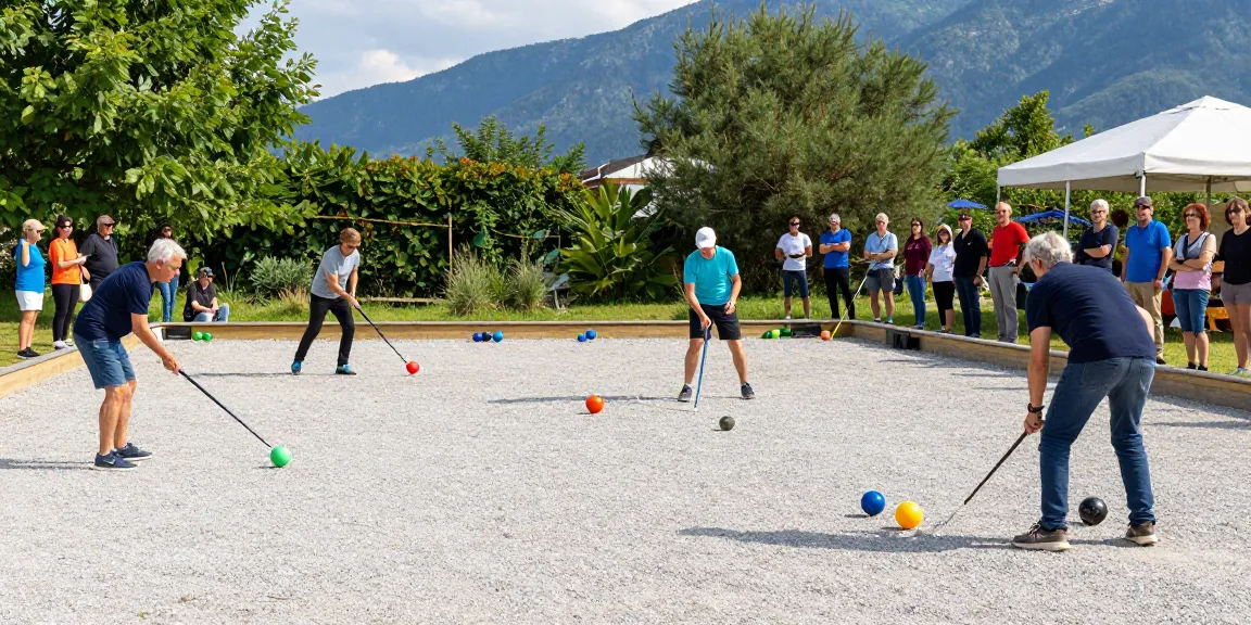 Kejuaraan petanque komunitas di fopikotatomohon.org, pemain dan penonton bersorak riang.
